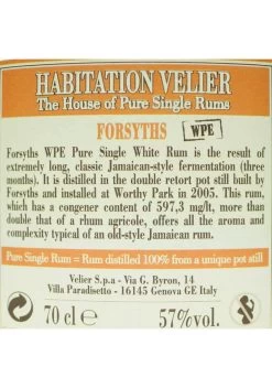 Habitation Velier - Forsyths White White Rum Pot Stil (2nd Release) -Mars Soldes rhum habitation velier forsyths white white rum pot stil 2nd release 3